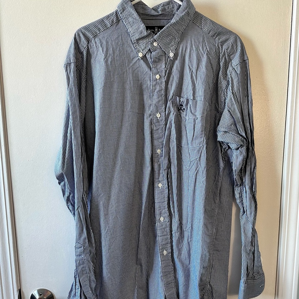 Psycho Bunny Blue Check Button Down Shirt